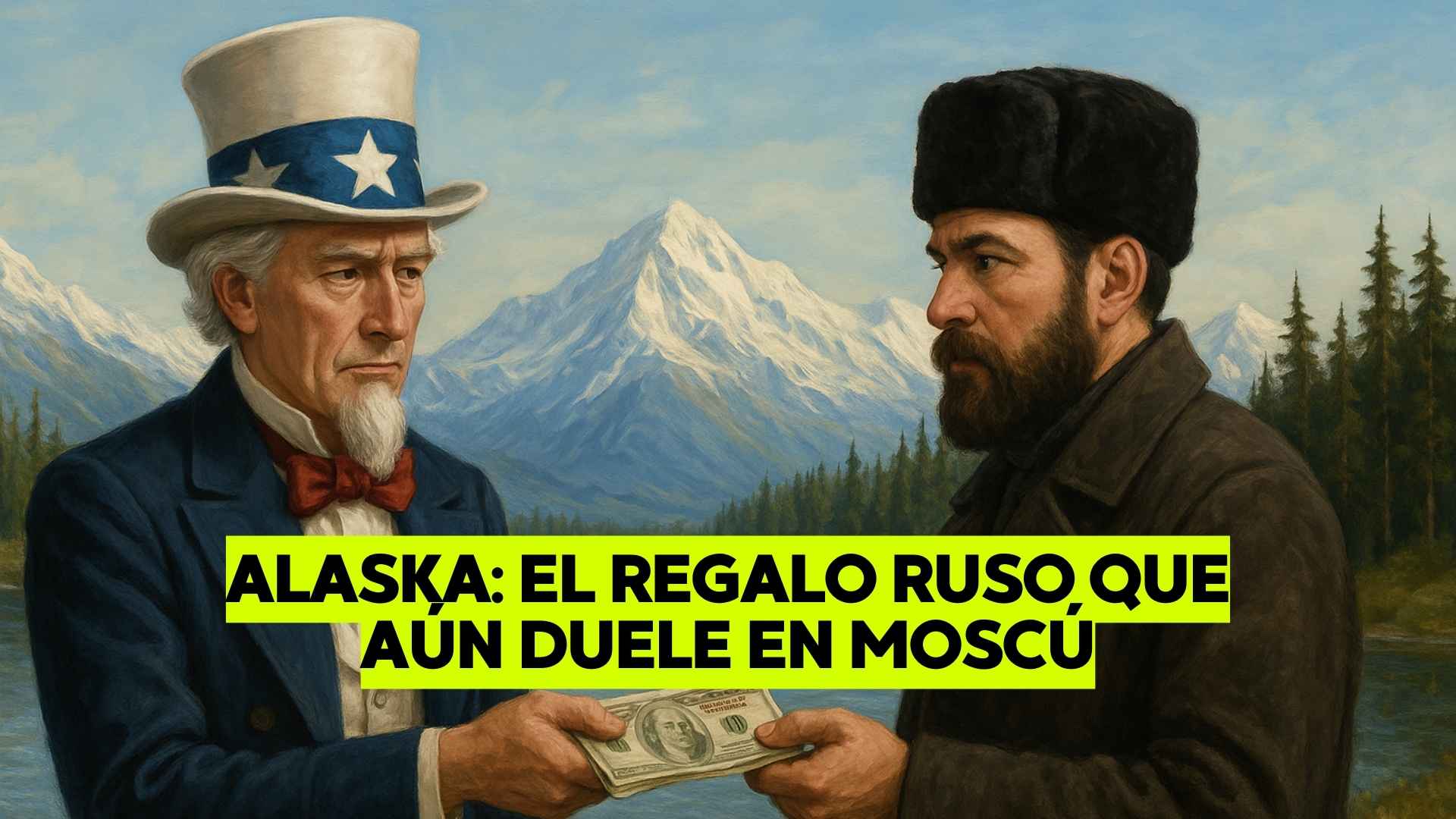 Mapa y paisajes de Alaska, la venta histórica de Rusia a Estados Unidos que se convirtió en un negocio millonario. Imagen creada por Los Bonobos.