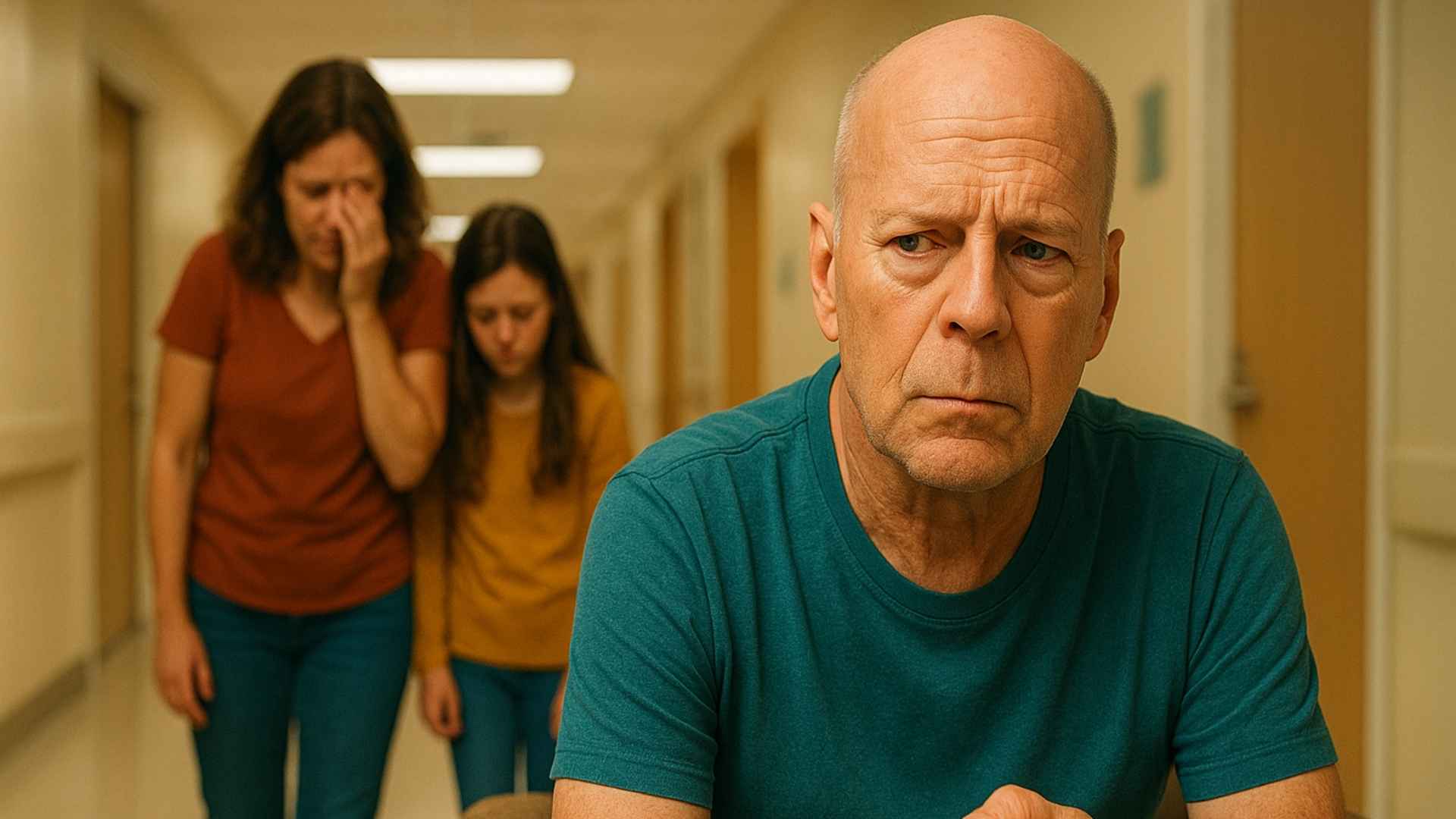 Bruce Willis junto a su esposa Emma Heming y sus hijas, mostrando momentos de amor y unión mientras enfrentan la demencia frontotemporal. Imagen creada por Los Bonobos.