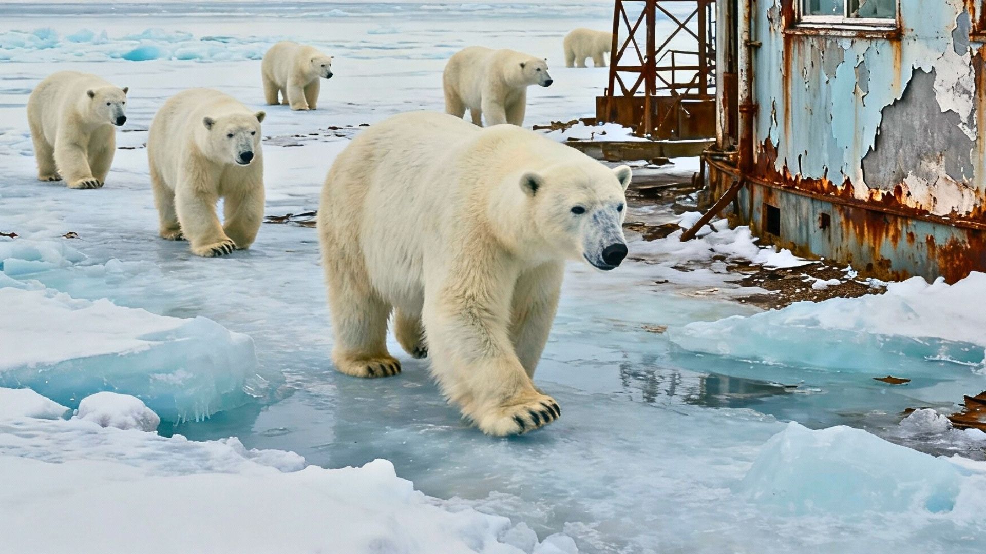 Osos polares en estación científica abandonada en Rusia
