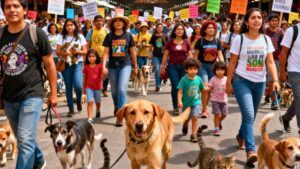 Marcha por derechos animales en CDMX frente al Mercado Sonora