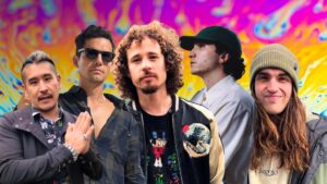 Retrato grupal hiperrealista de cinco vloggers viajando juntos luisitocuminica, planetajuan, japantonic, lethalcrysis