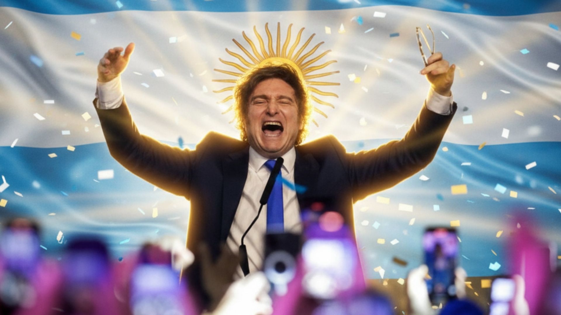 Javier Milei celebrando victoria en elecciones legislativas Argentina 2025