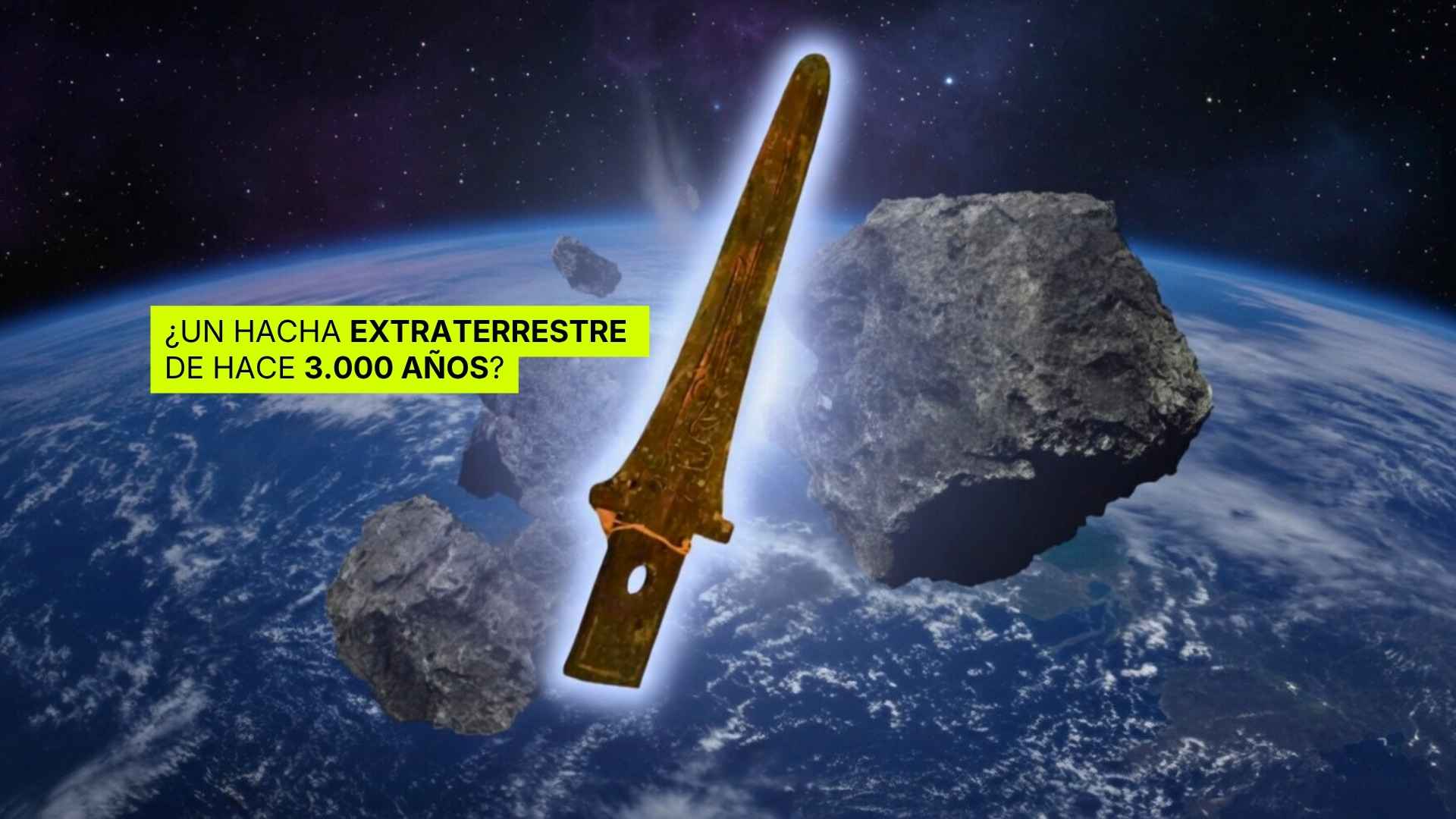 Hacha antigua hecha con hierro de meteorito encontrada en Sanxingdui China que demuestra uso de metal extraterrestre hace 3000 años por Los Bonobos