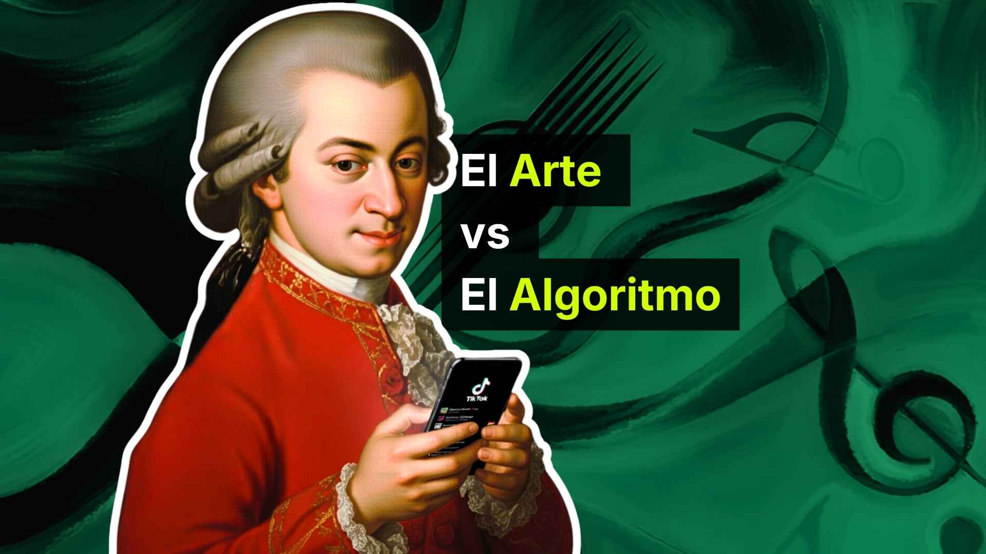 Ilustración conceptual sobre la tensión entre el arte humano y los algoritmos de redes sociales que dominan la cultura digital moderna, análisis de Los Bonobos