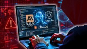 Ilustración conceptual de Mythos, inteligencia artificial avanzada capaz de detectar vulnerabilidades y automatizar ciberataques, analizada por Los Bonobos