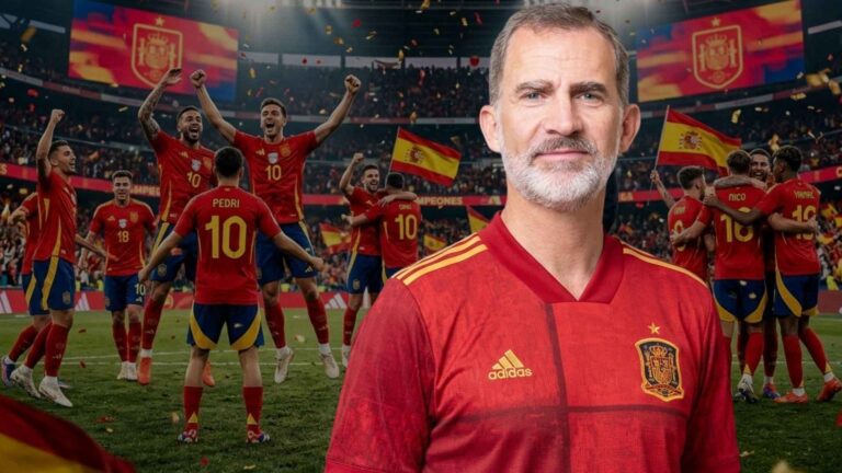 Rey Felipe VI con la camiseta de España junto a los convocados celebrando para el Mundial 2026
