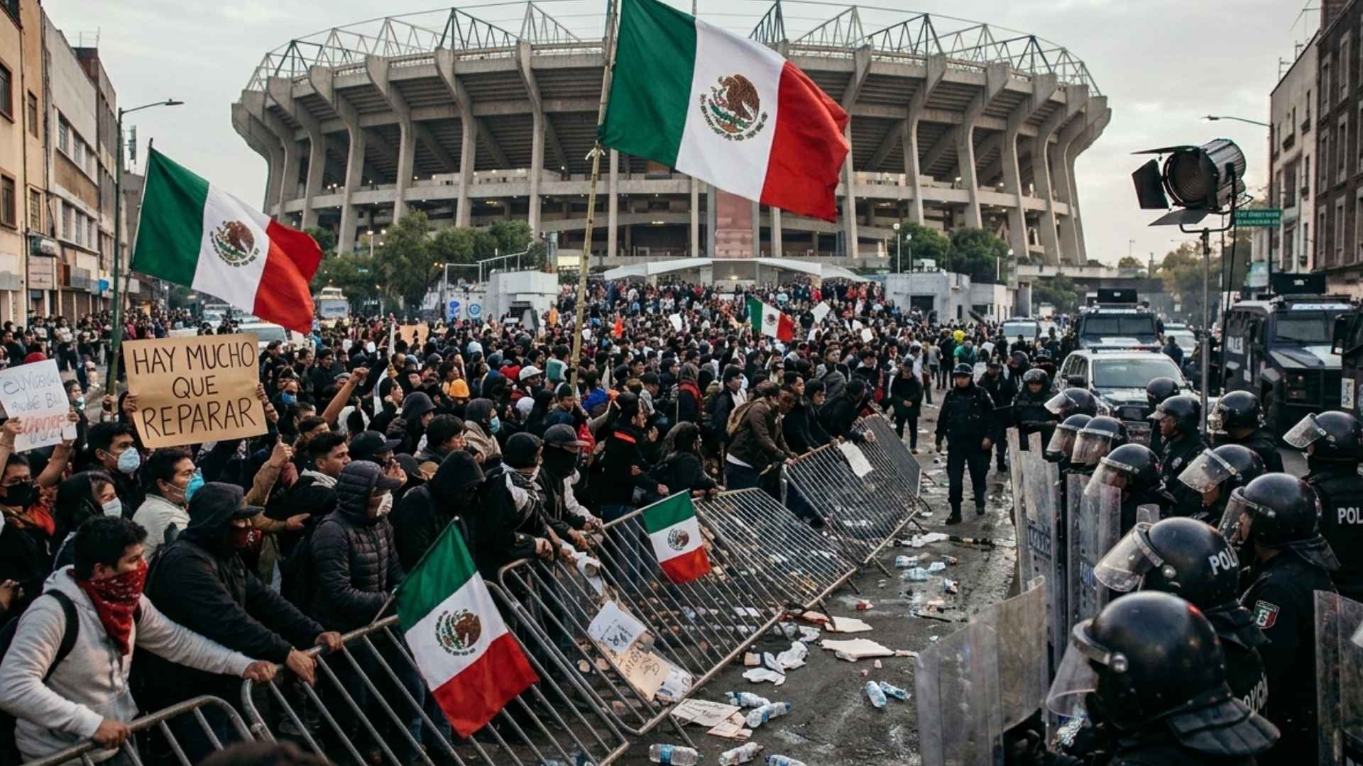 Protestas en el Estadio Azteca durante la inauguración del Mundial 2026