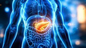Ilustración editorial sobre la aprobación de la FDA a Rasonque, nueva terapia oral contra el cáncer de páncreas metastásico, agosto 2026